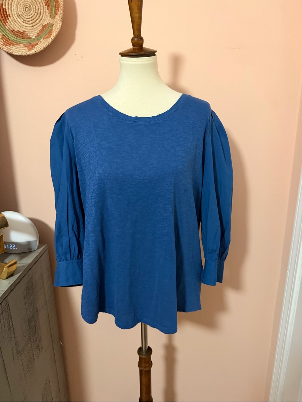 Ralph Lauren Women’s Blue Puff-Sleeve Long Sleeve Top XL
